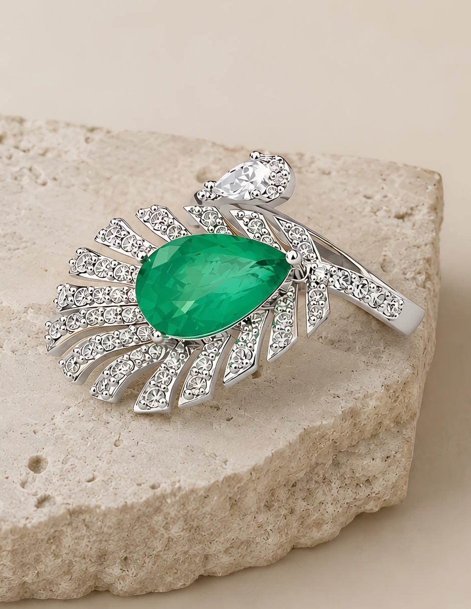 Anillo plumaria zirconia 9
