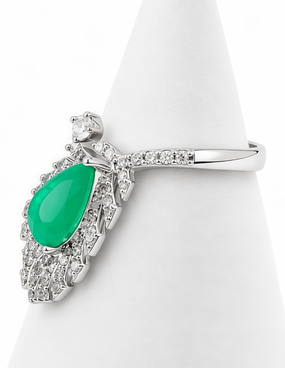 Anillo plumaria zirconia 10