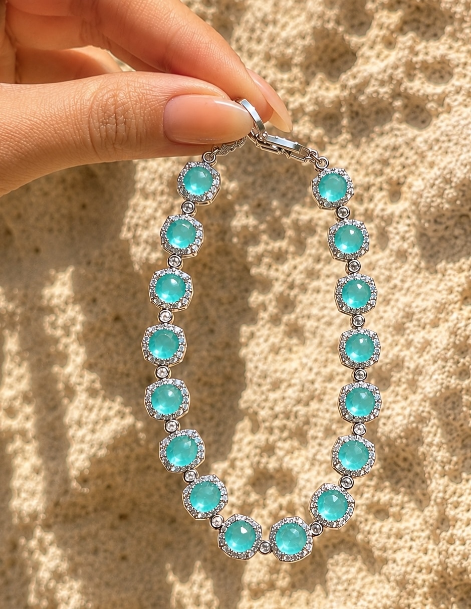 Pulsera yoiko con aguamarina aquarelle