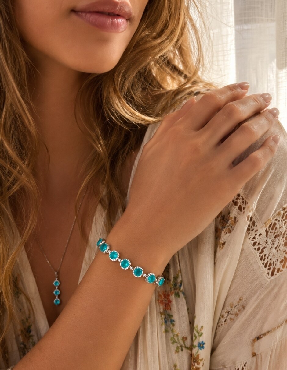 Pulsera yoiko con aguamarina aquarelle