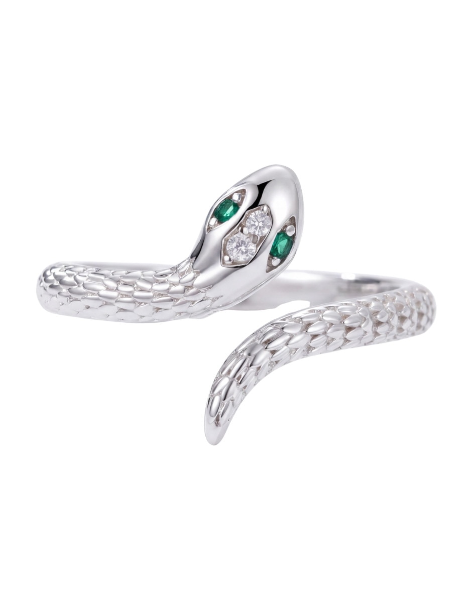Anillo con gema de serpiente nature p 925 de plata circonita pulido Anillo con gema de serpiente nature p 925 de plata circonita pulido