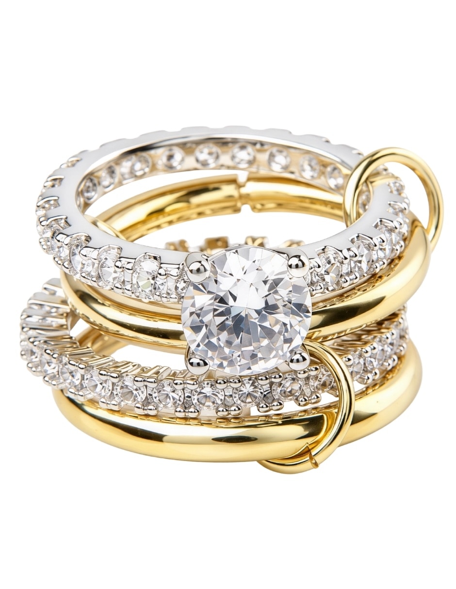 Multianillo éclipse zirconia baño de oro