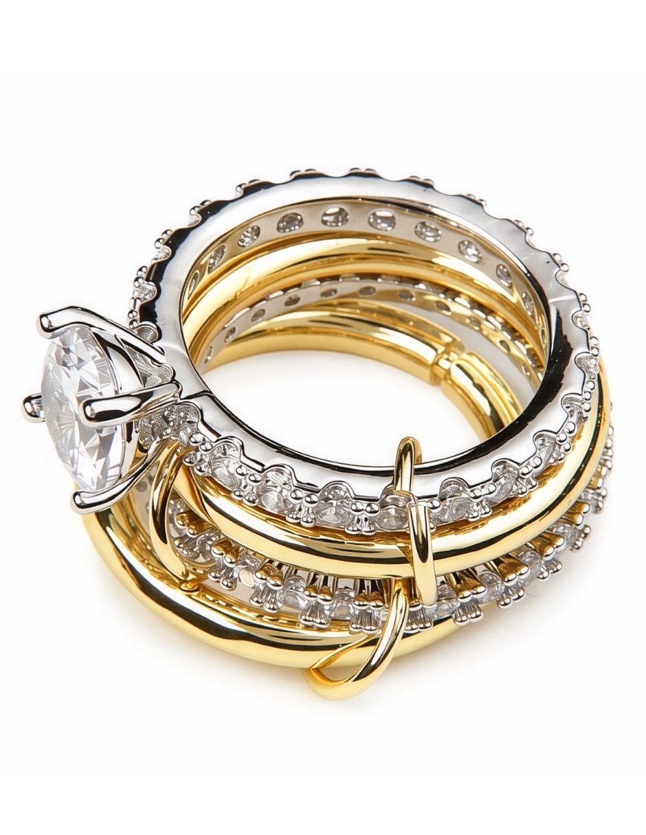Multianillo éclipse zirconia baño de oro 3