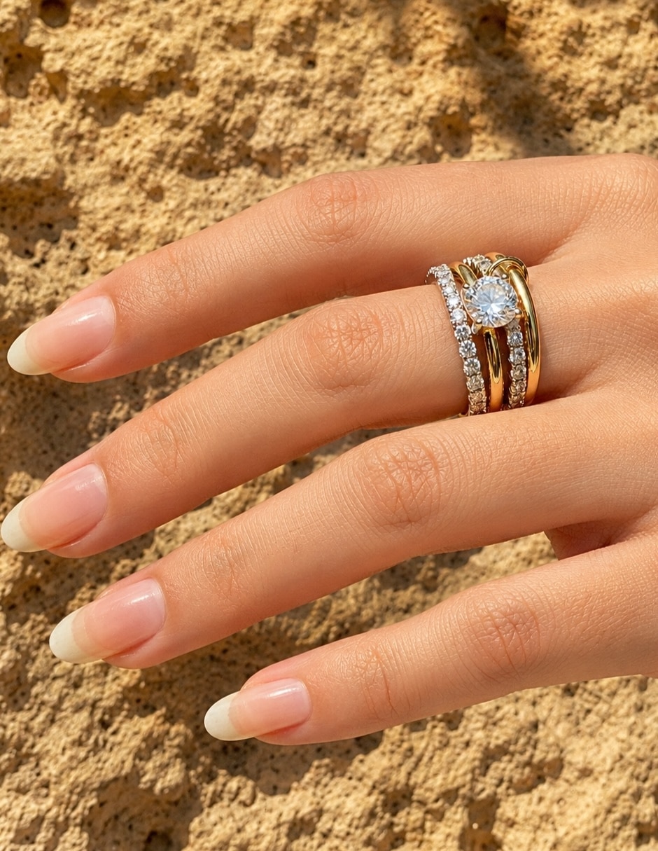 Multianillo éclipse zirconia baño de oro 4