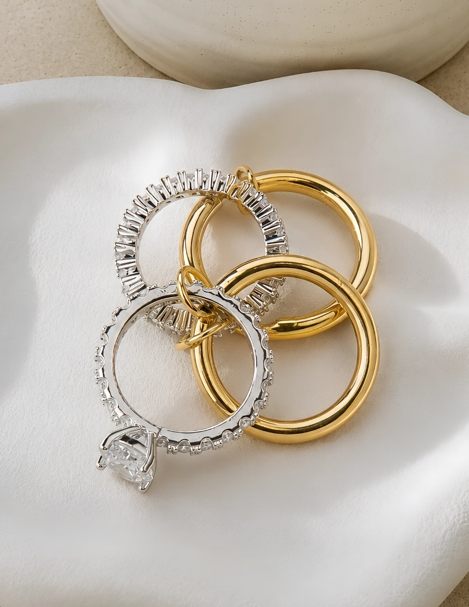 Multianillo éclipse zirconia baño de oro 6