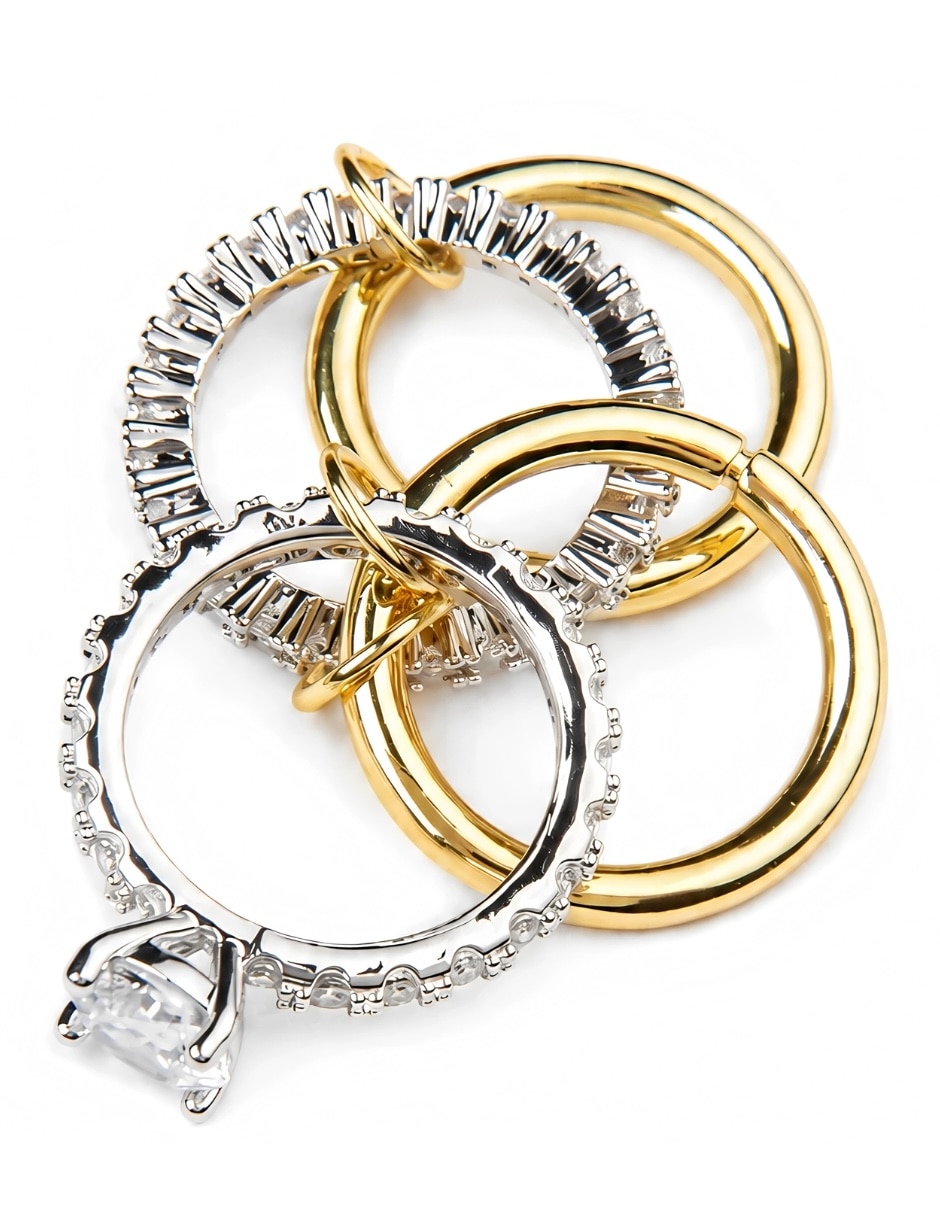 Multianillo éclipse zirconia baño de oro 7