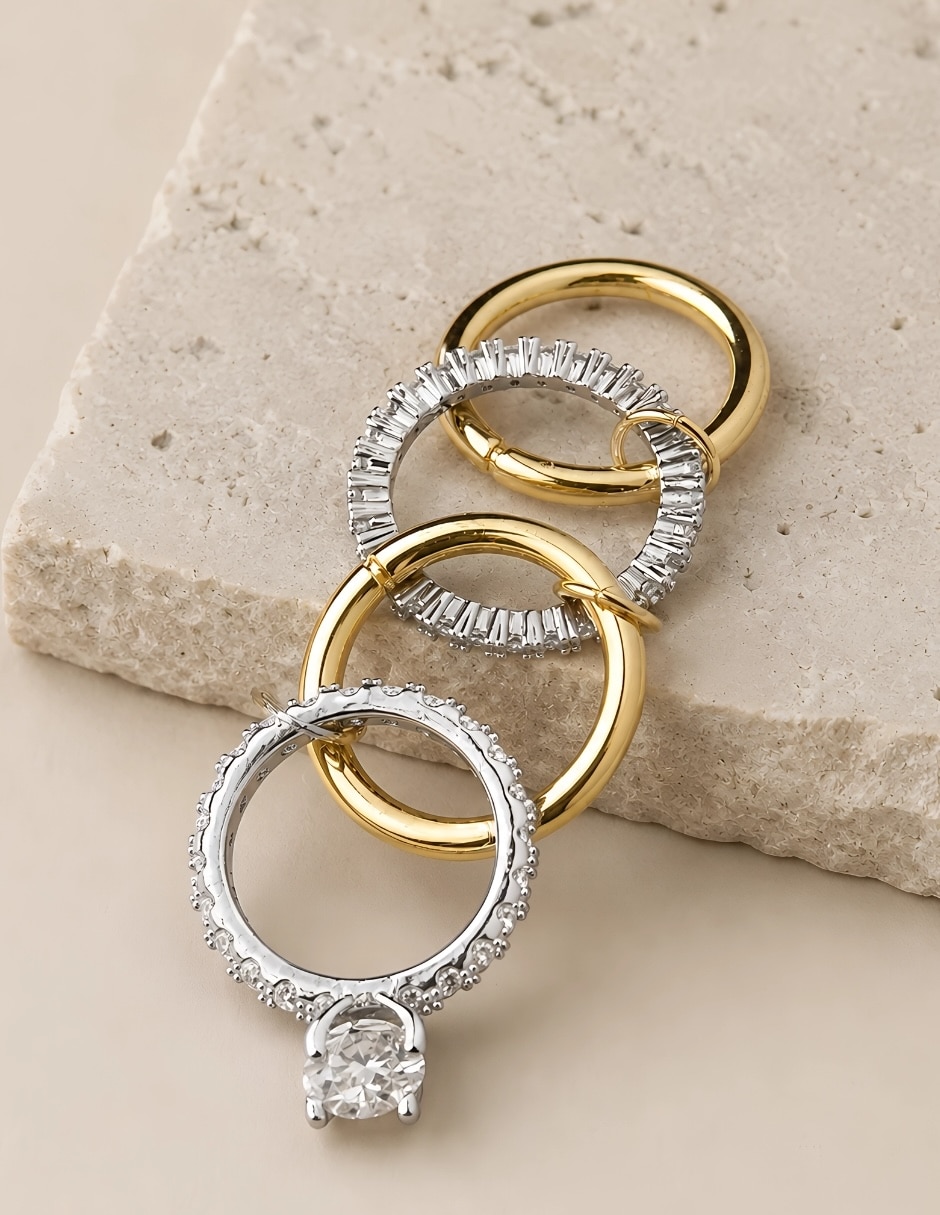 Multianillo éclipse zirconia baño de oro 8