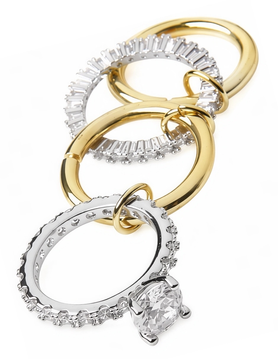 Multianillo éclipse zirconia baño de oro 9