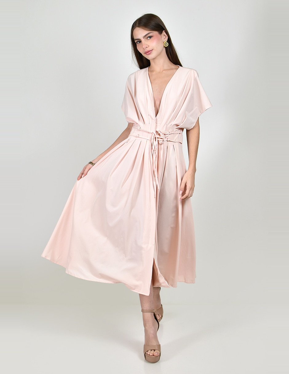 Vestido midi casual roman fashion para mujer