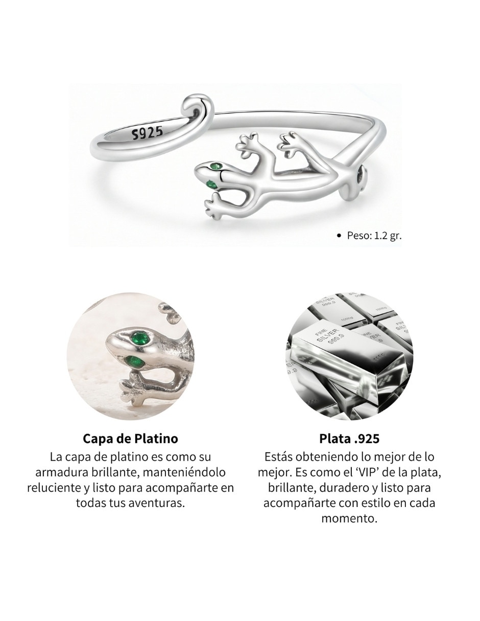 Anillo con gema nature p 925 de plata circonita pulido 5