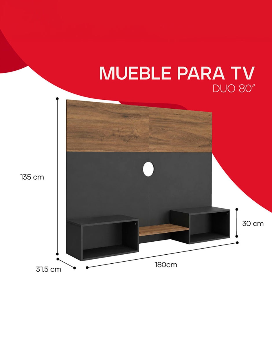 Mueble flotante para TV armable de aglomerado y MDF 8