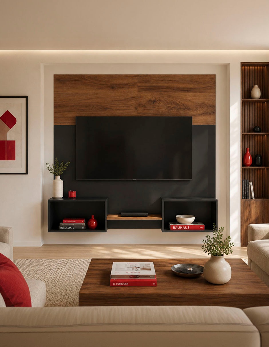 Mueble flotante para TV armable de aglomerado y MDF 6
