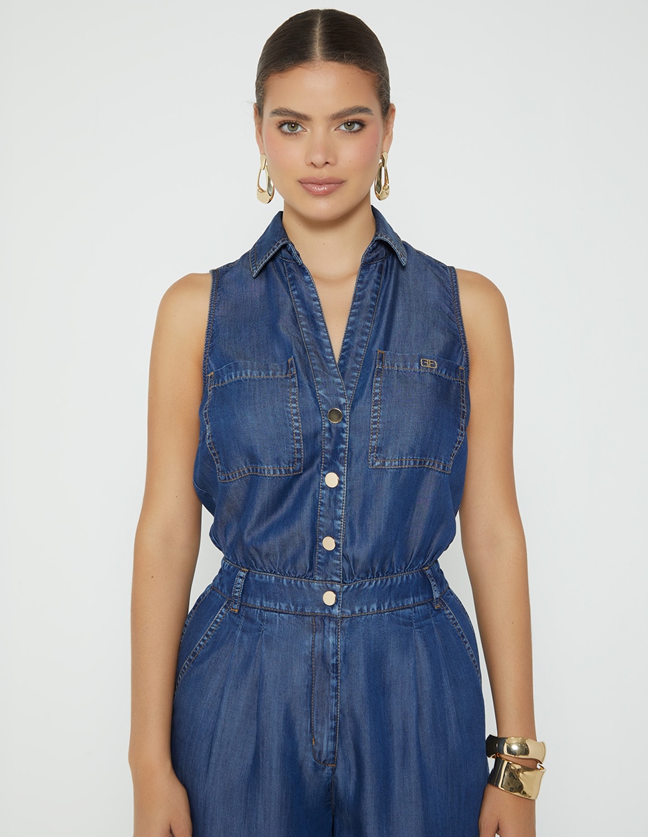 Jumpsuit benkei de mezclilla casual para mujer 2