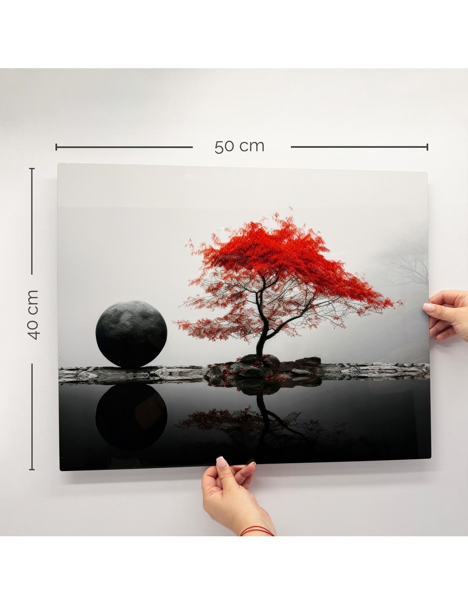 Árbol rojo técnica impresión Paisaje 3