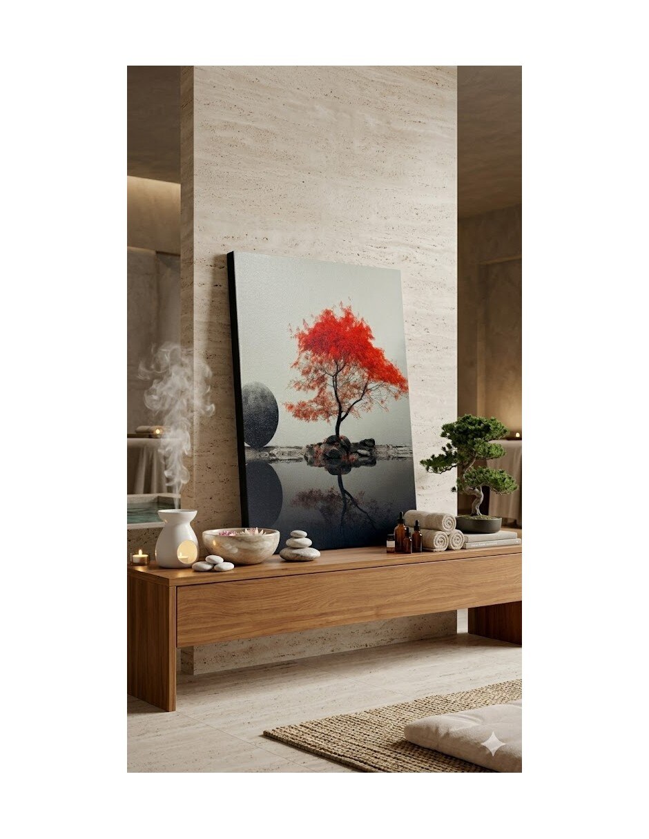 Árbol rojo técnica Impresión Paisaje 5