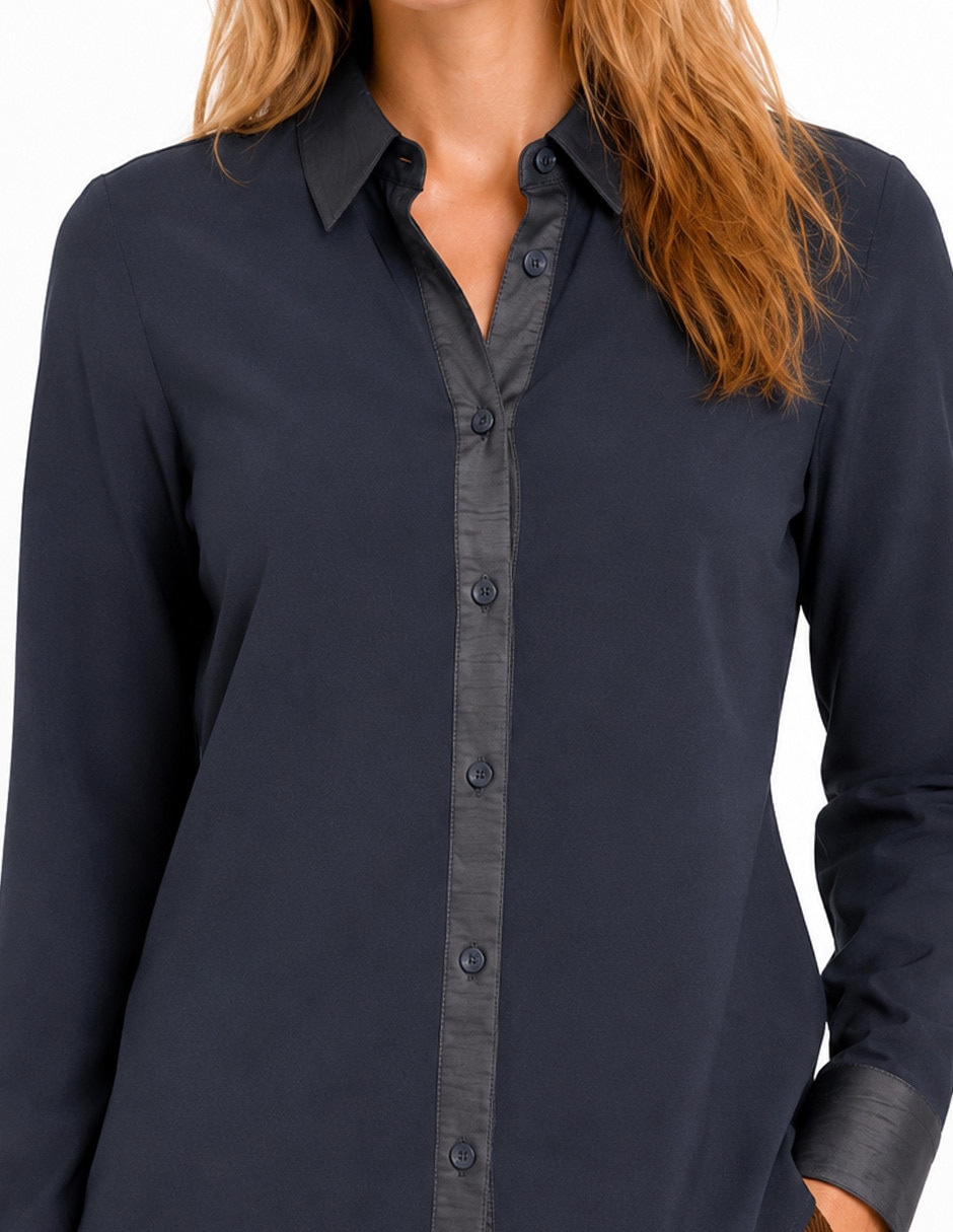 Blusa camisera foley's manga larga para mujer