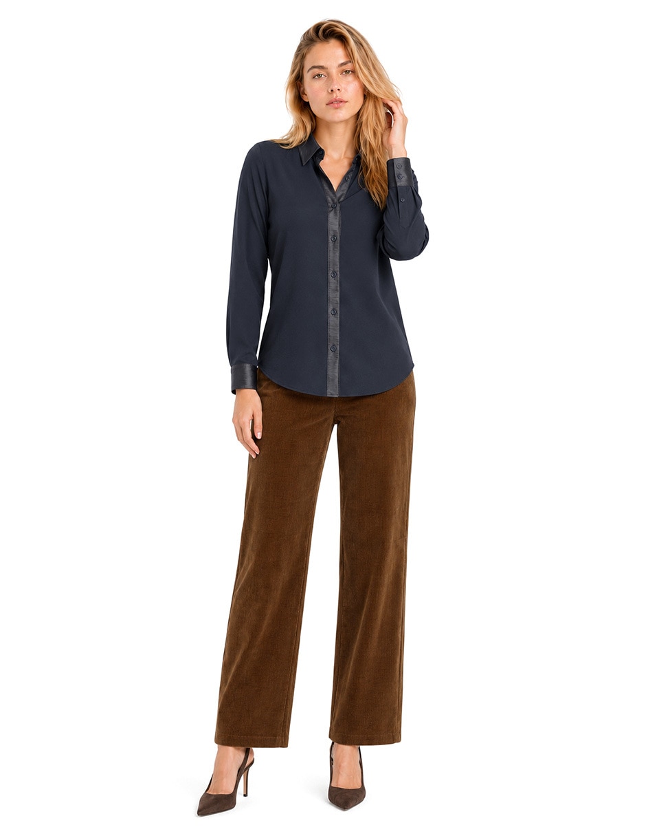 Blusa camisera foley's manga larga para mujer