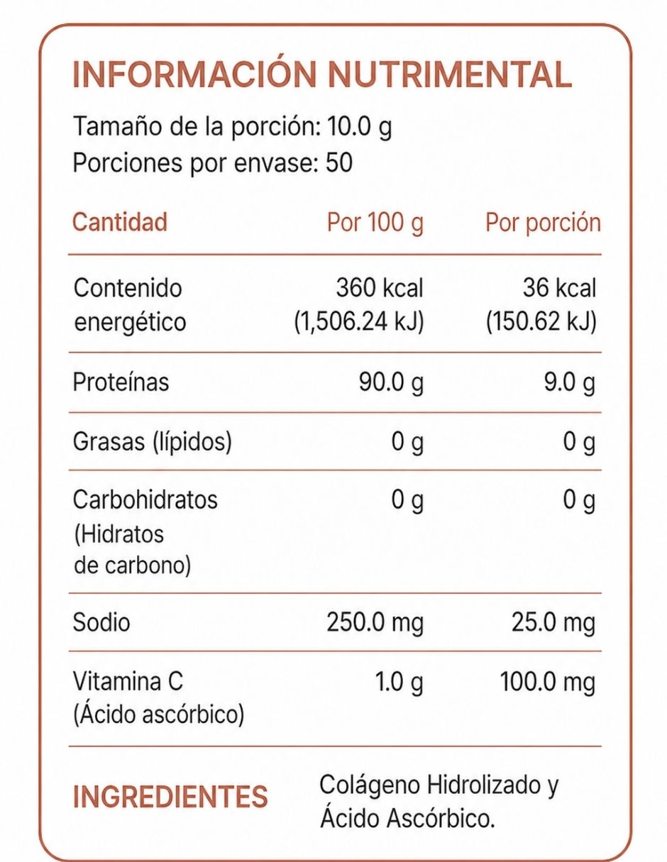 Colágeno hidrolizado bovino con vitamina c de 500 g