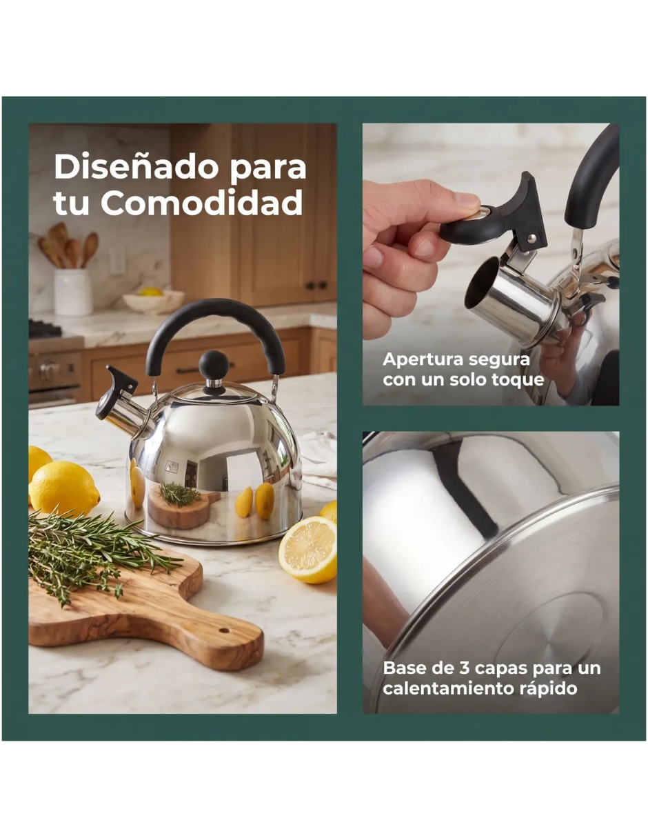 Tetera silbadora de acero inoxidable 3