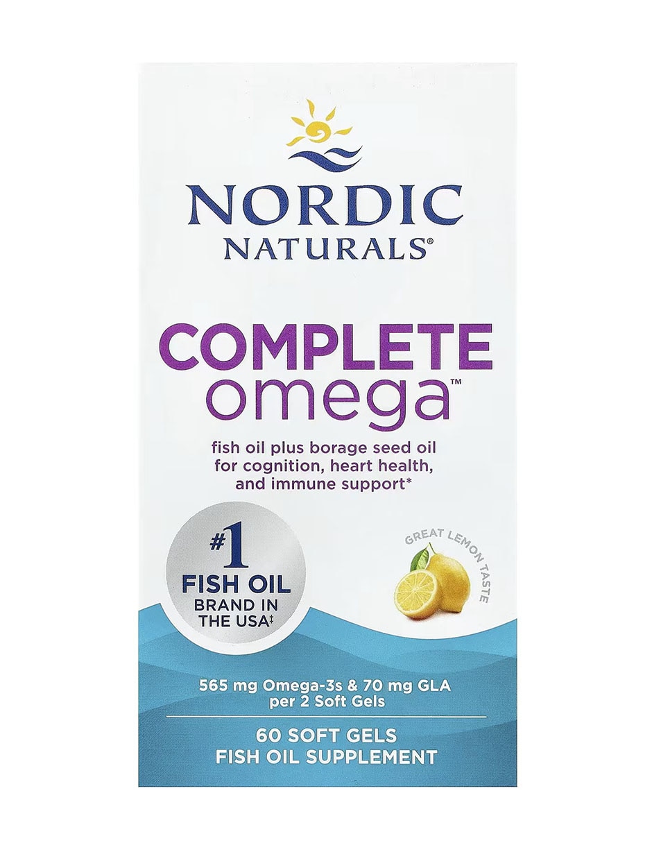 Nordic Naturals Complete Omega Nordic con Omega 3 con EPA y DHA sabor limón de 60 cápsulas