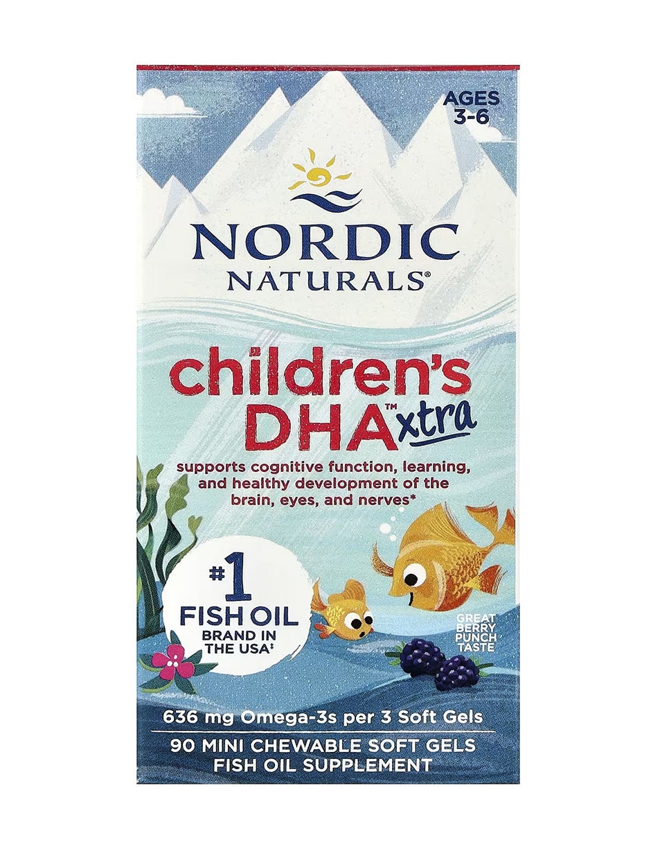 DHA Xtra Nordic con omega 3 EPA sabor mora azul de 90 mini cápsulas