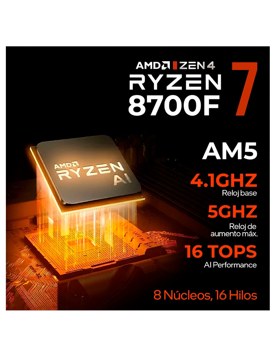 Computadora gamer AMD Ryzen 7 NVIDIA Geforce RTX 5060 16 GB RAM 1 TB SSD 6