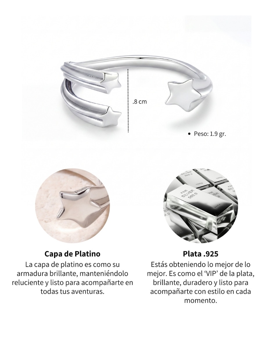 Anillo de estrella beauty p 925 de plata pulido 4