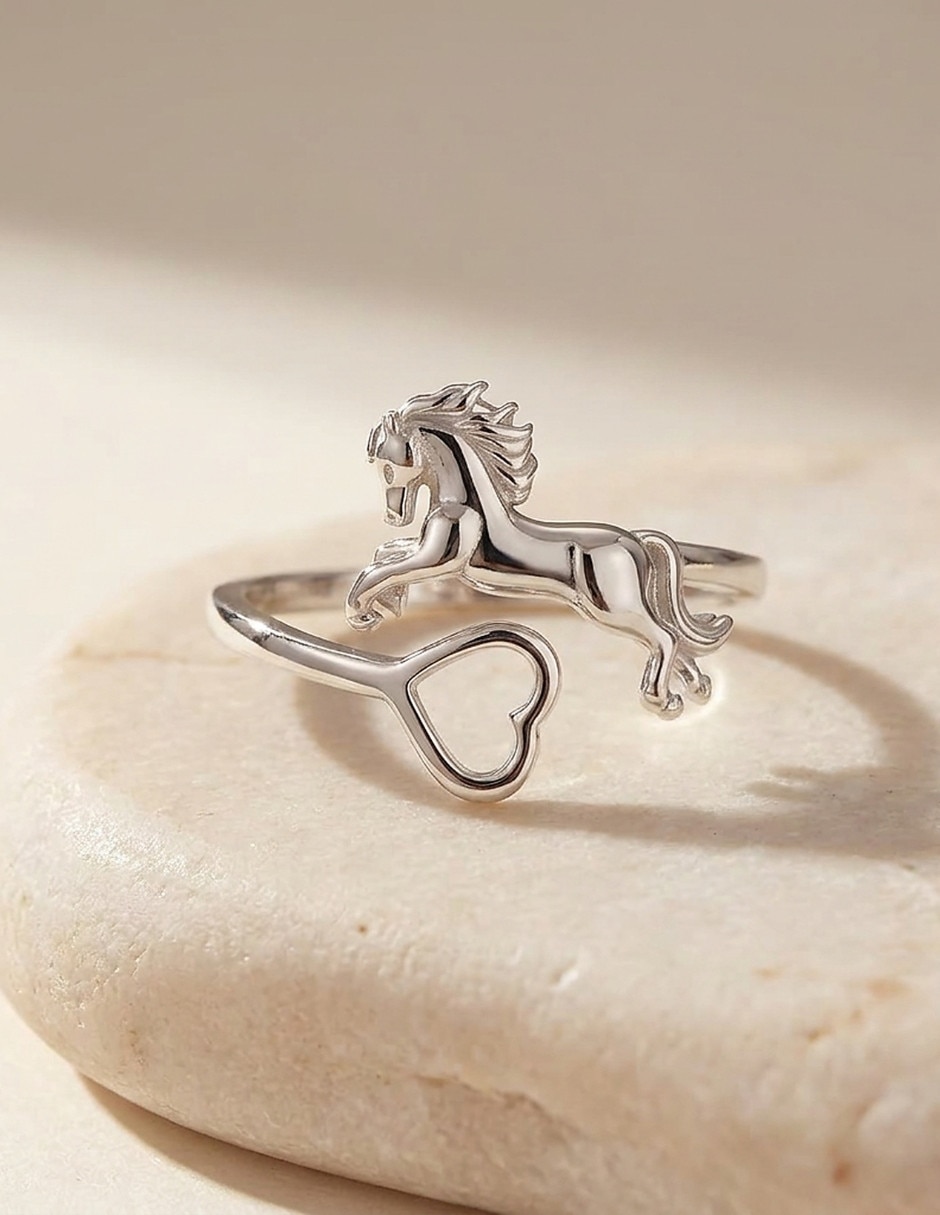 Anillo de caballo nature p 925 de plata pulido 3