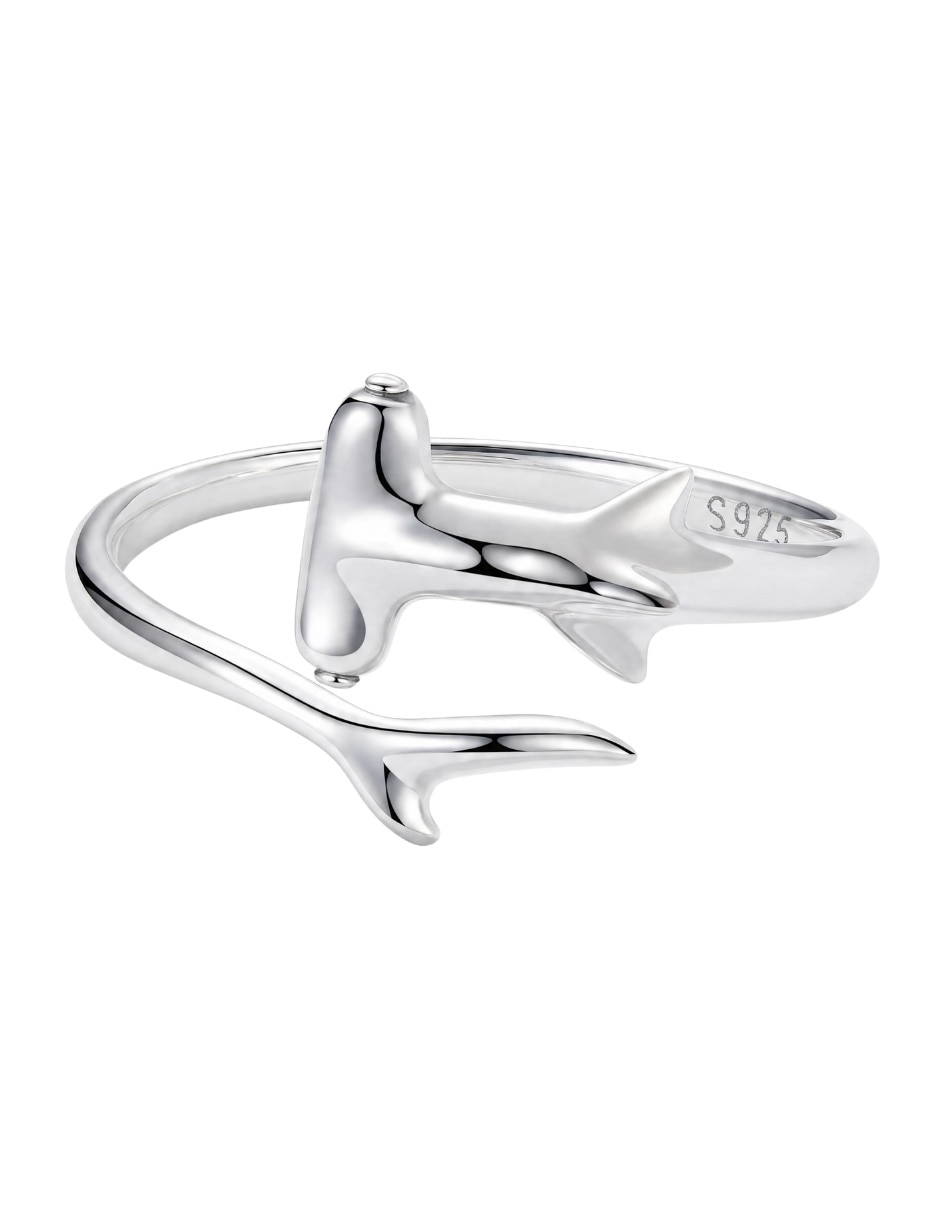 Anillo de pez nature p 925 de plata pulido
