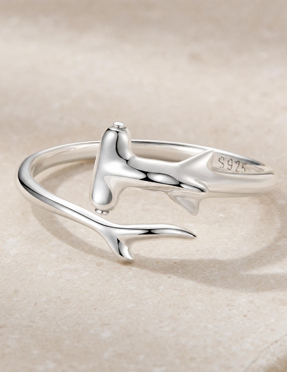 Anillo de pez nature p 925 de plata pulido 3