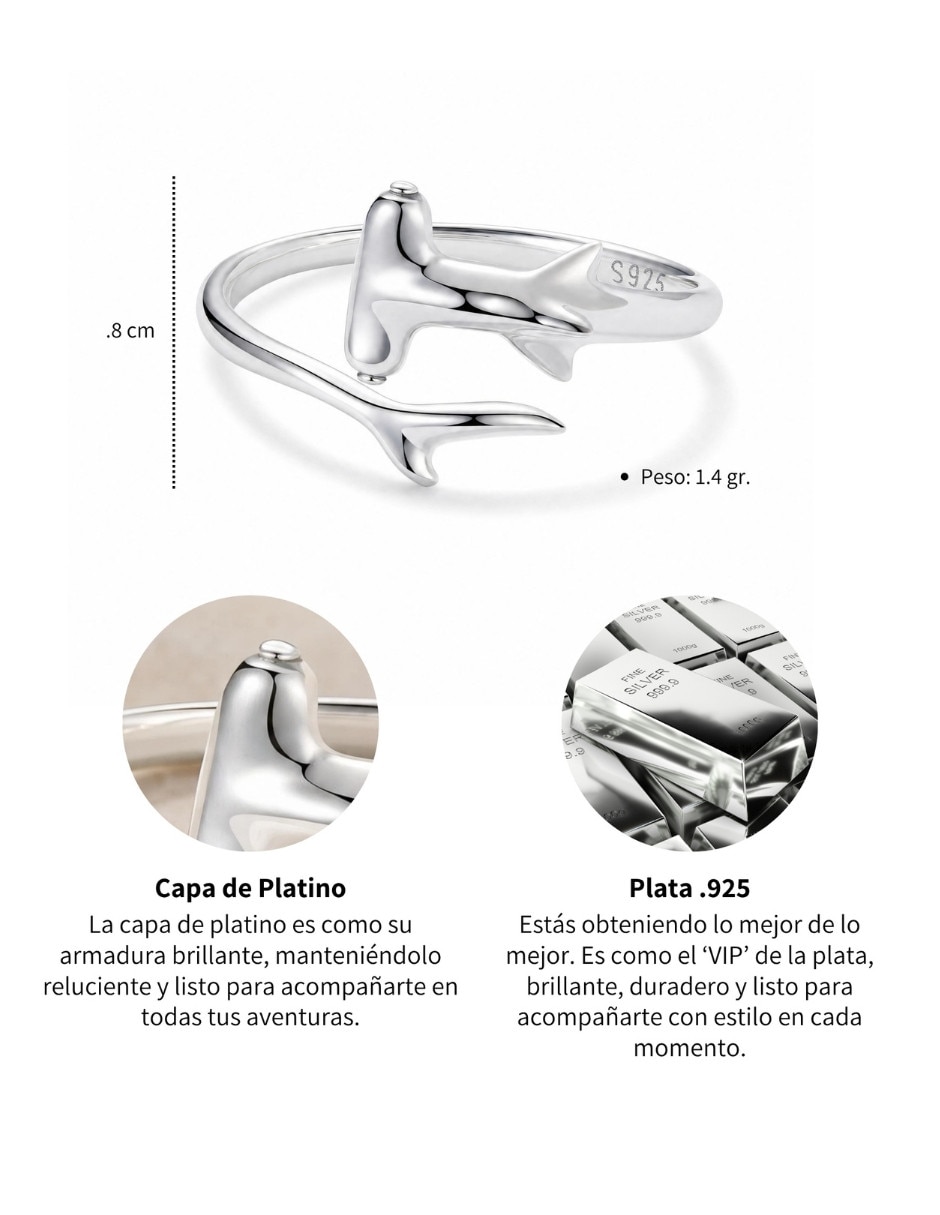Anillo de pez nature p 925 de plata pulido 5