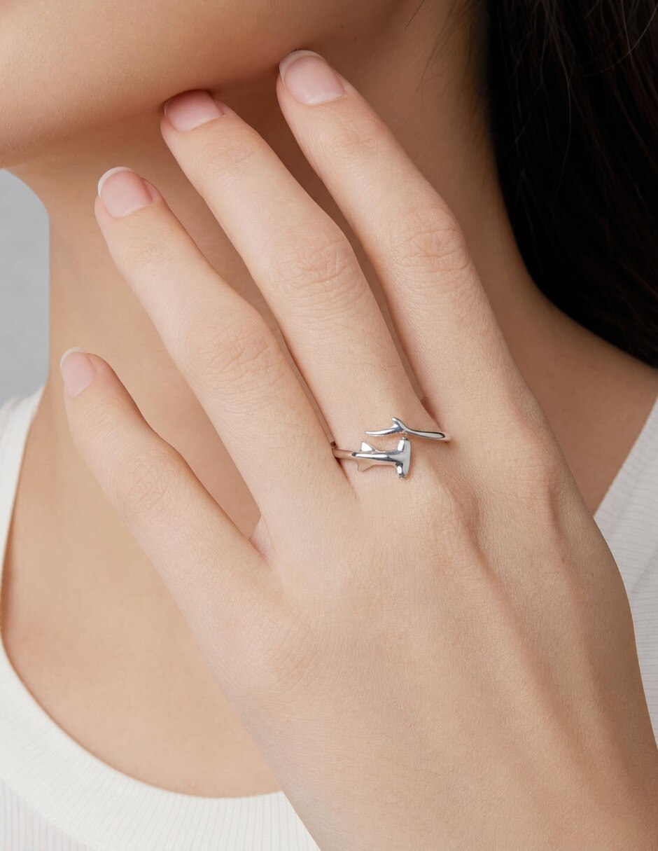 Anillo de pez nature p 925 de plata pulido 6