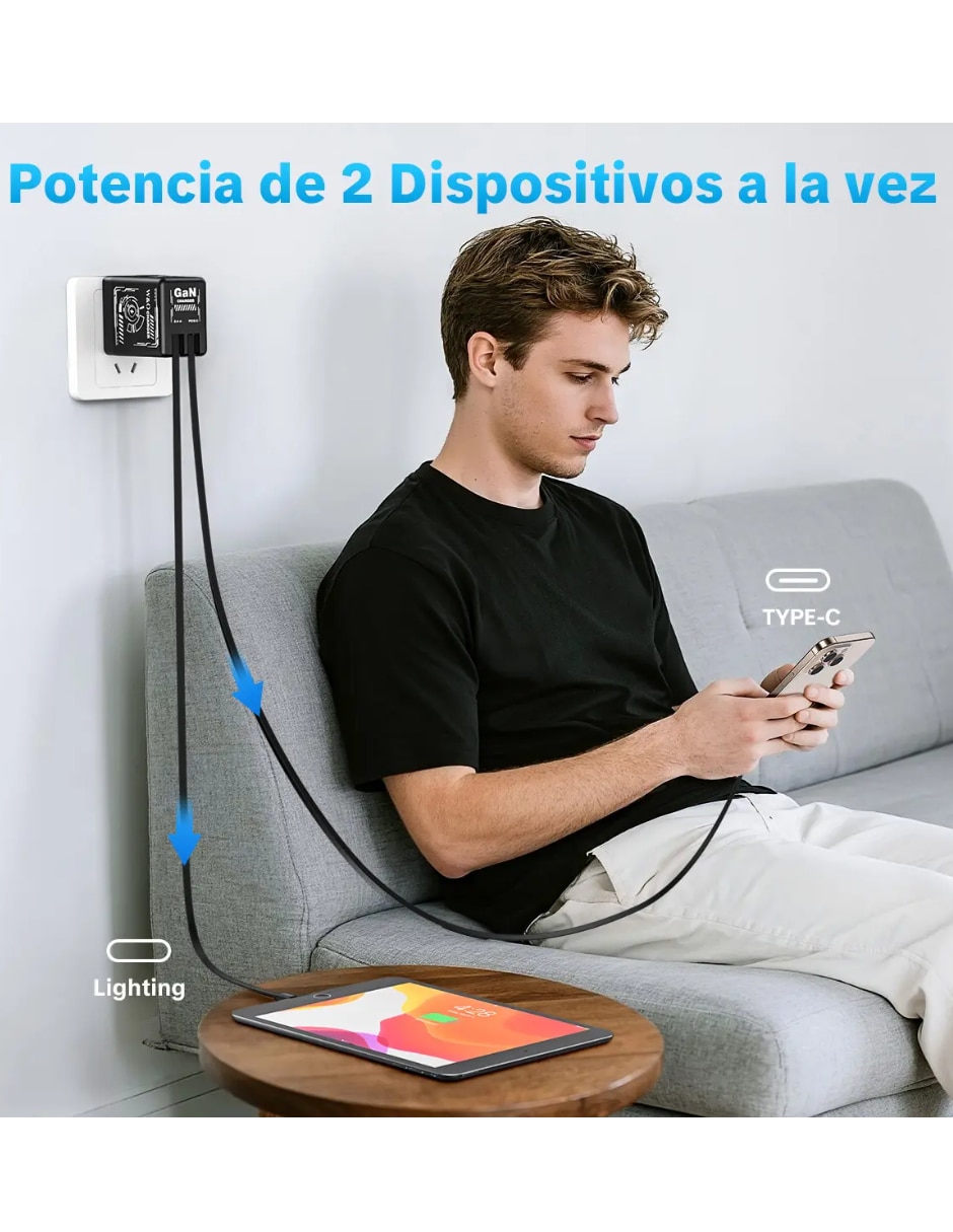 Cargador pared Lightning + USB tipo C 45 W 6