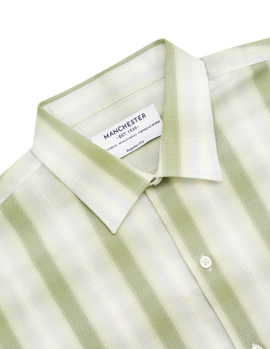 Camisa casual manchester de algodón manga corta para hombre