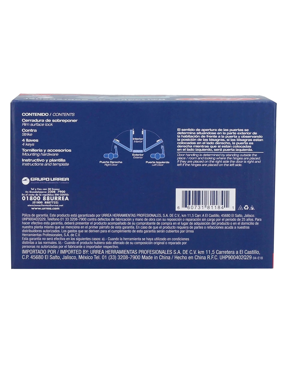 Cerradura sobreponer 22CS de derecha 3