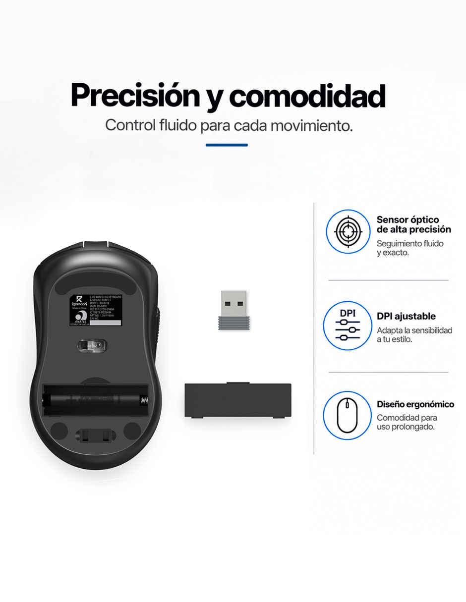 Kit mouse y teclado Inalámbrico Redragon BS-8418