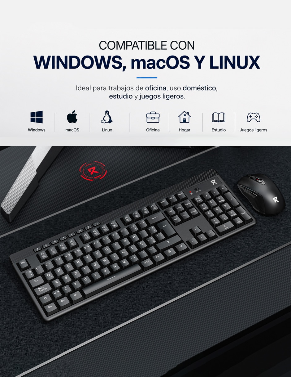 Kit mouse y teclado Inalámbrico Redragon BS-8418