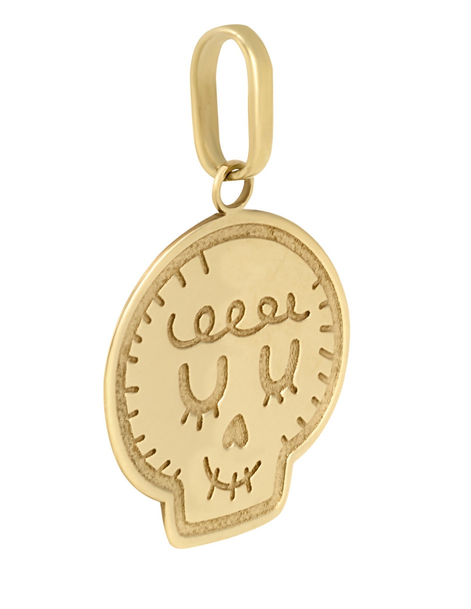 Dije de calavera CRISTAL JOYAS de oro amarillo 14 K