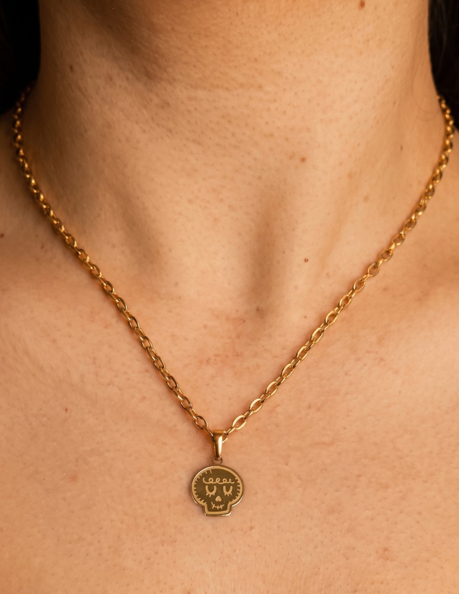 Dije de calavera CRISTAL JOYAS de oro amarillo 14 K