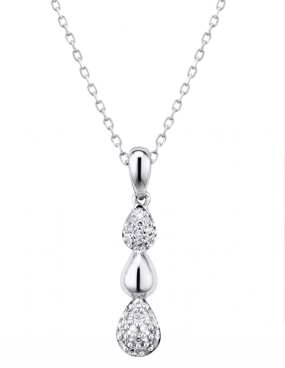 Collar con dije de gota CRISTAL JOYAS de oro blanco 14 K