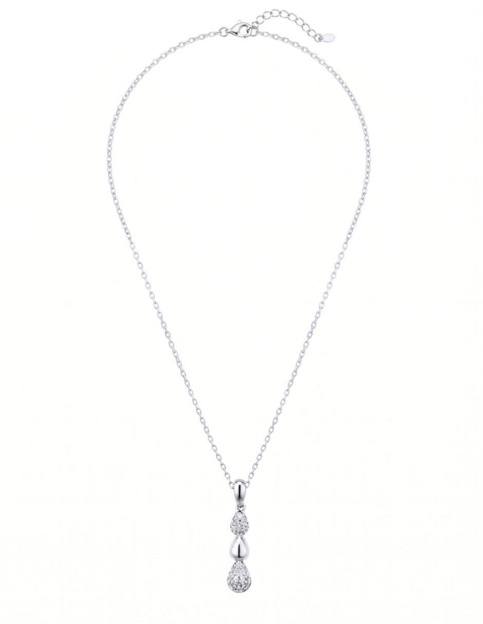 Collar con dije de gota CRISTAL JOYAS de oro blanco 14 K
