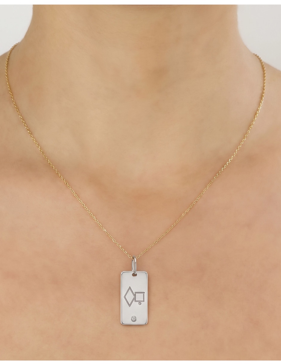 Dije rectangular CRISTAL JOYAS de Plata P 925