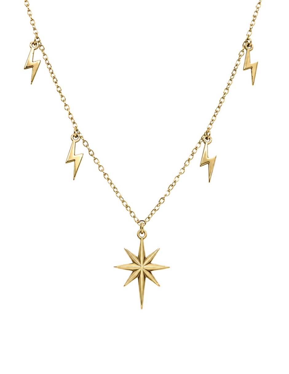 Collar con dije de estrella CRISTAL JOYAS de oro amarillo 14 K