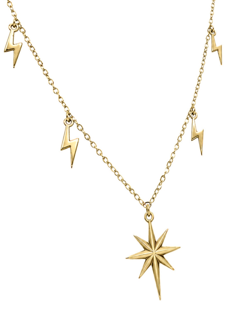 Collar con dije de estrella CRISTAL JOYAS de oro amarillo 14 K