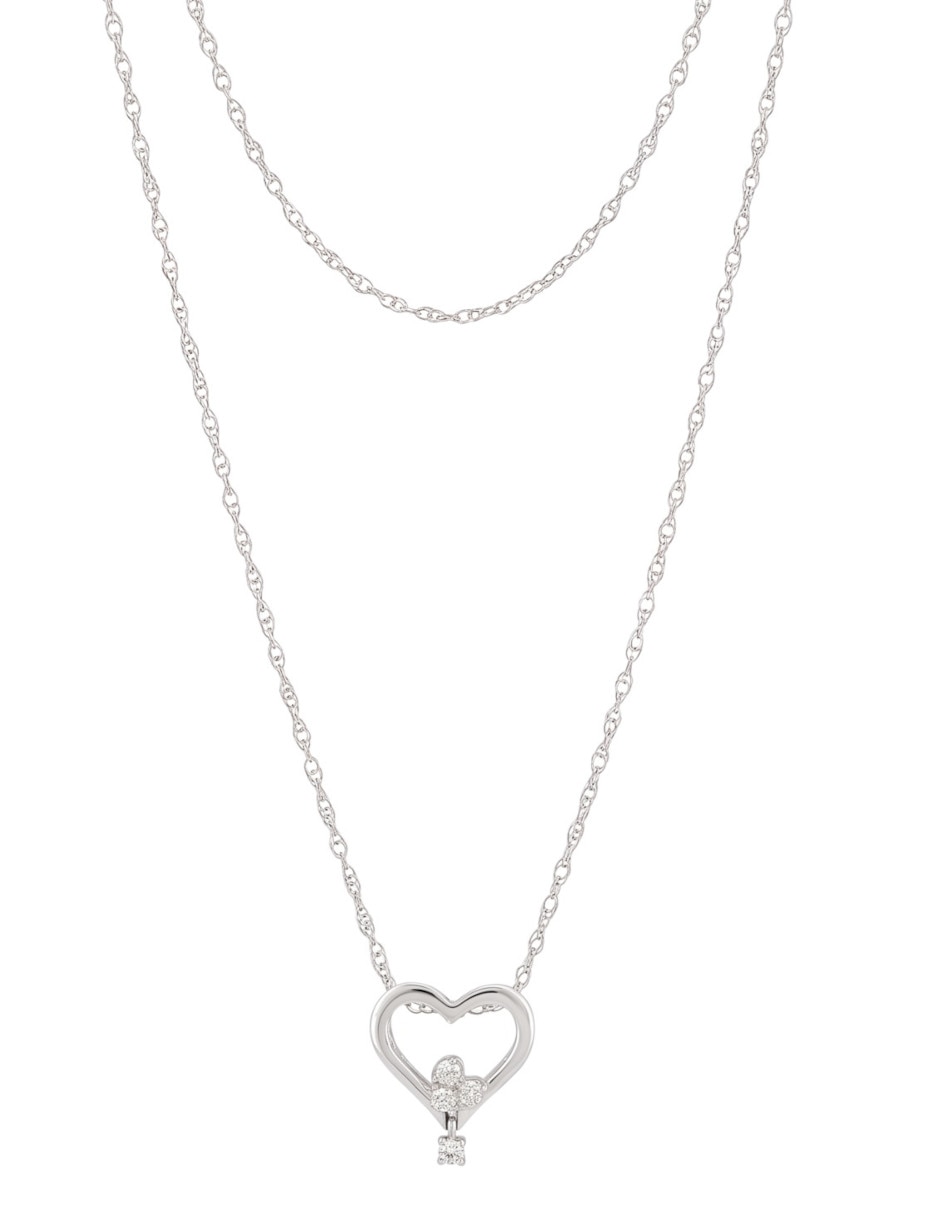 Dije de corazón CRISTAL JOYAS de oro blanco 14 K