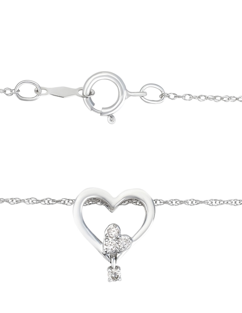 Dije de corazón CRISTAL JOYAS de oro blanco 14 K