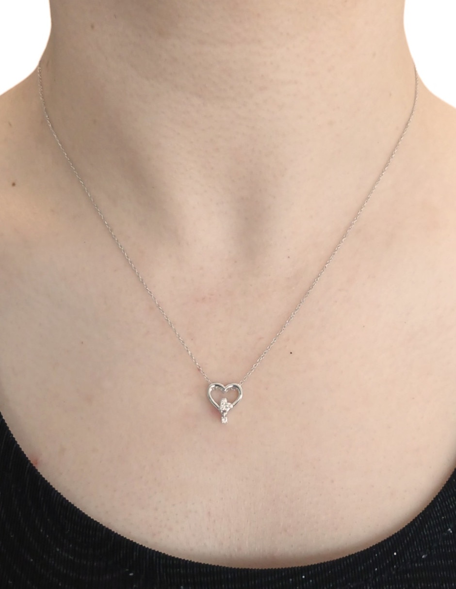 Dije de corazón CRISTAL JOYAS de oro blanco 14 K