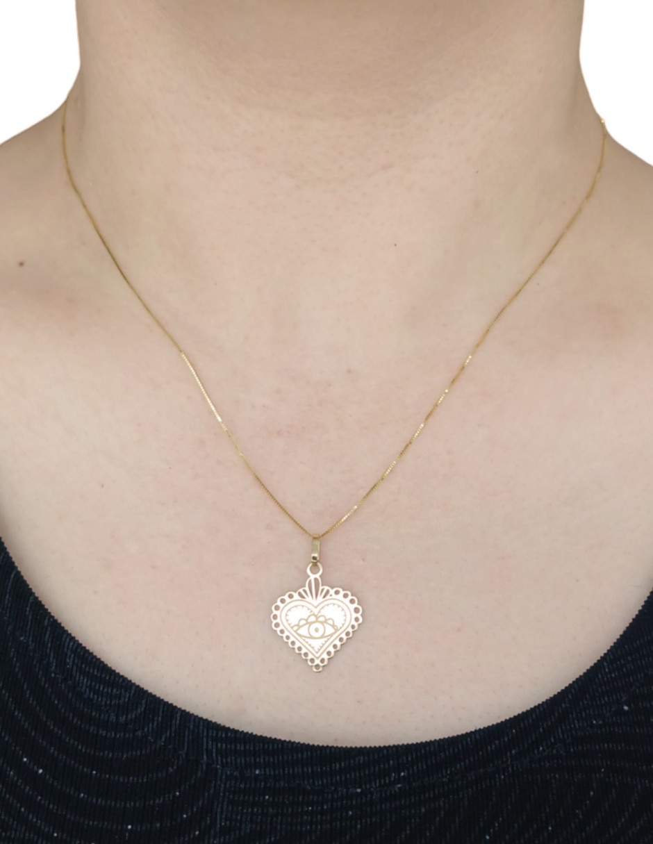 Dije de corazón CRISTAL JOYAS de oro 14 K