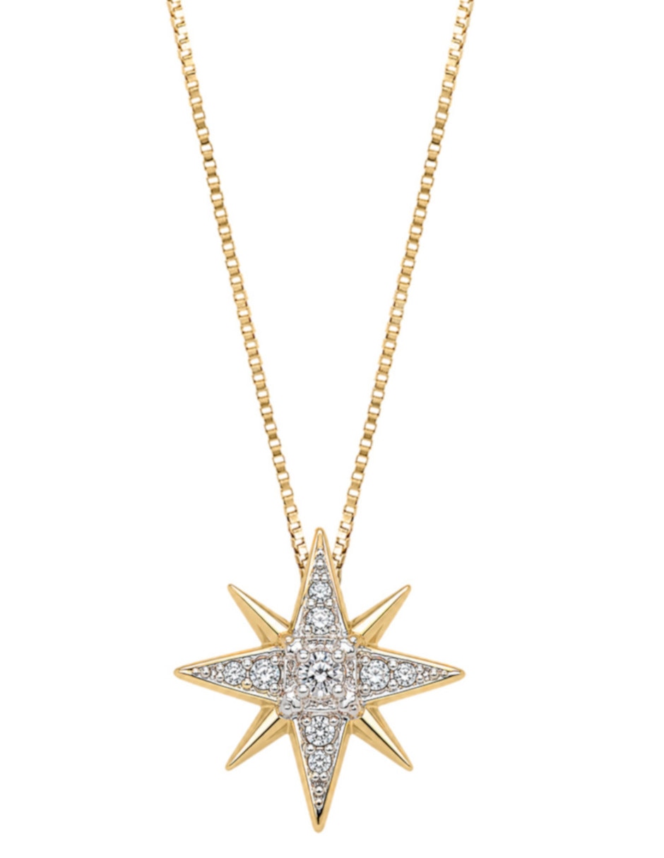 Collar con dije de estrella CRISTAL JOYAS de oro amarillo 14 K