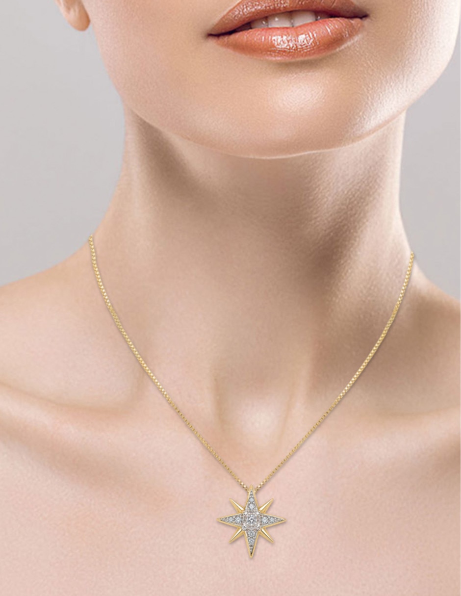 Collar con dije de estrella CRISTAL JOYAS de oro amarillo 14 K